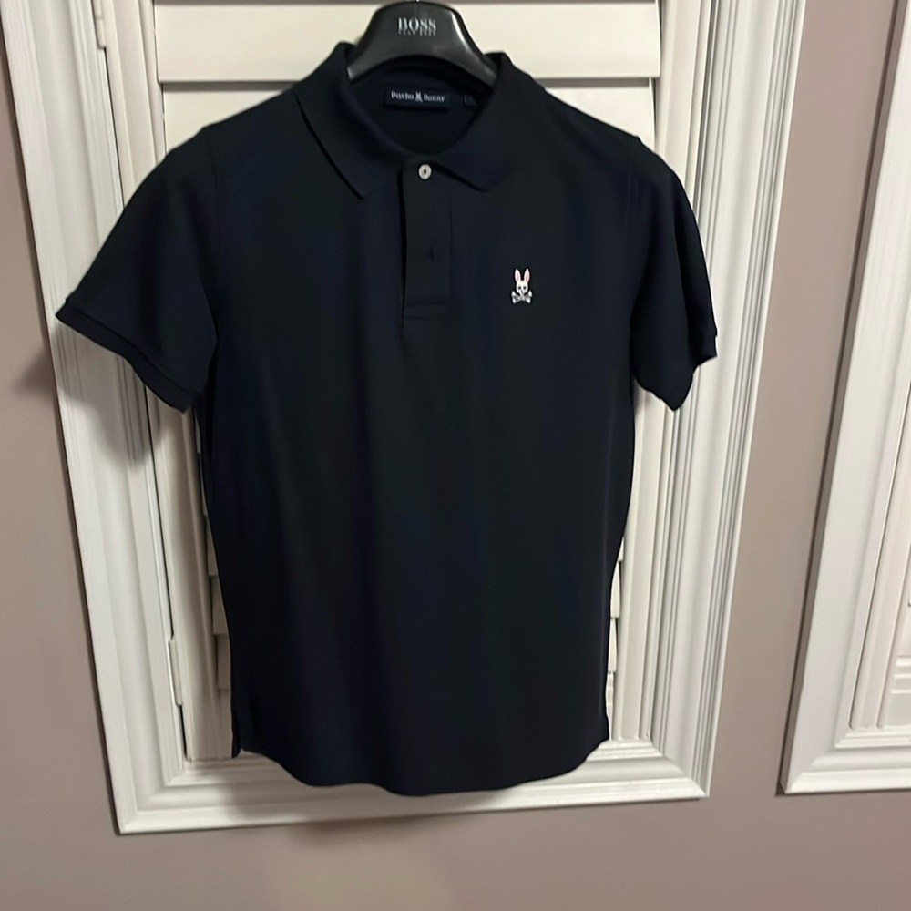 Mens Classic Pique Polo Shirt Size 4 (Small) NAVY blue